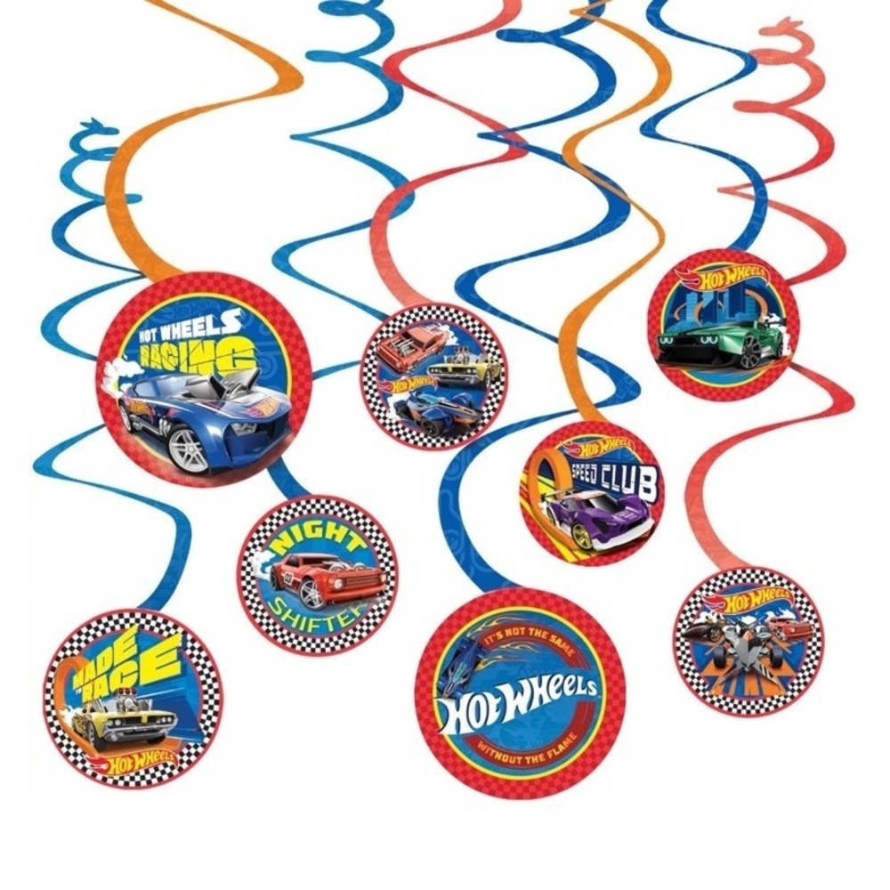 Hot Wheels Race Car Toy Vehicle Kids Birthday Party Hanging Swirl Decorations